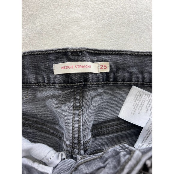Levi's Wedgie Straight Women's Button Fly Gray Wash Denim Jean size 25 - Picture 5 of 9